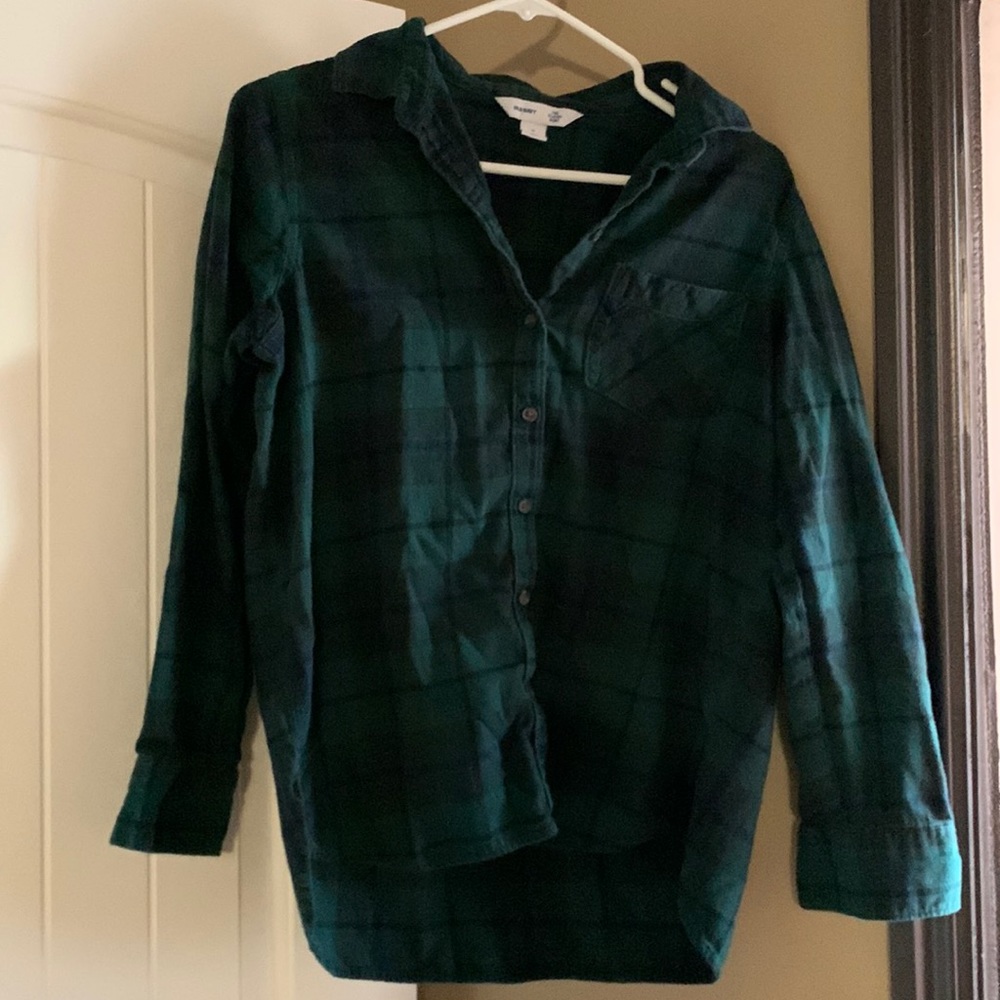 Old Navy Green and Black Classic Flannel